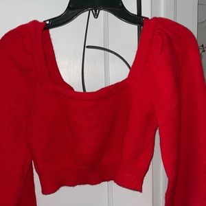 Red cropped sweater